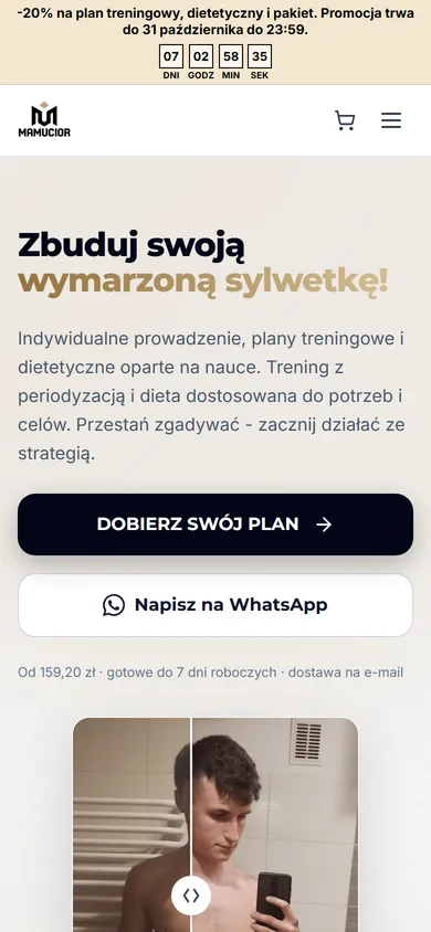 Strona główna mamucior.com na telefonie